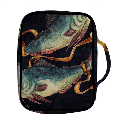 Watercolor Pisces Zodiac Sign Print Front Pocket Bible Bag