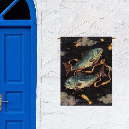 Watercolor Pisces Zodiac Sign Print Garden Flag