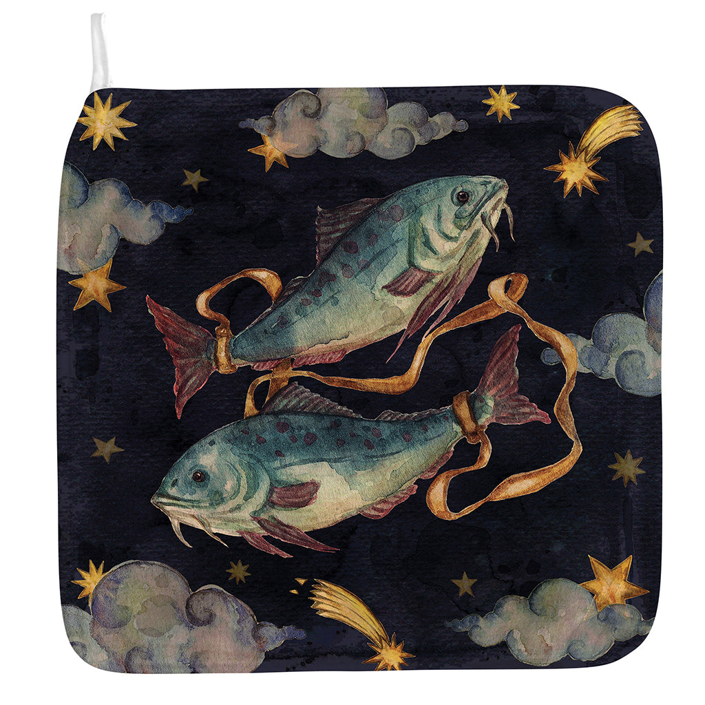Watercolor Pisces Zodiac Sign Print Hand Towel