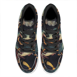 Watercolor Pisces Zodiac Sign Print High Top Leather Sneakers