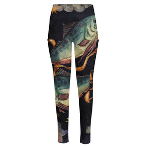 Watercolor Pisces Zodiac Sign Print High-Waisted Pocket Leggings