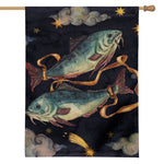 Watercolor Pisces Zodiac Sign Print House Flag