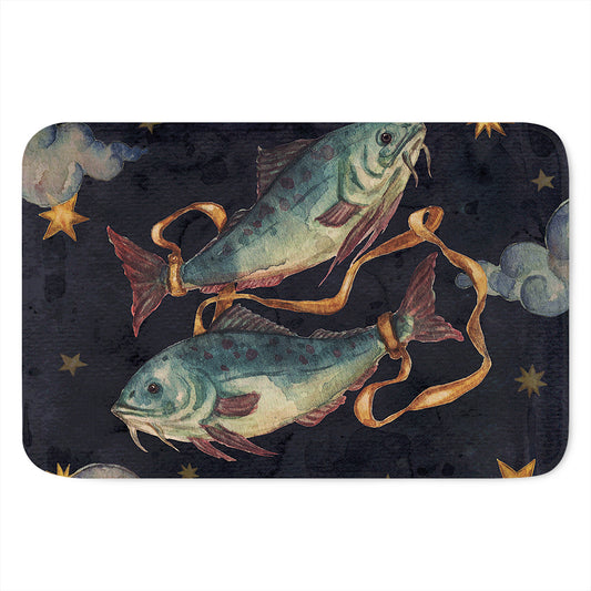 Watercolor Pisces Zodiac Sign Print Indoor Door Mat