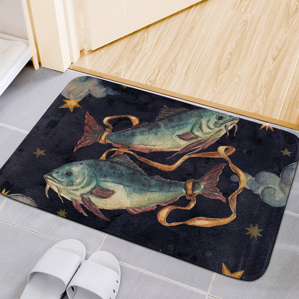 Watercolor Pisces Zodiac Sign Print Indoor Door Mat