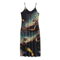 Watercolor Pisces Zodiac Sign Print Jersey Midi Cami Dress
