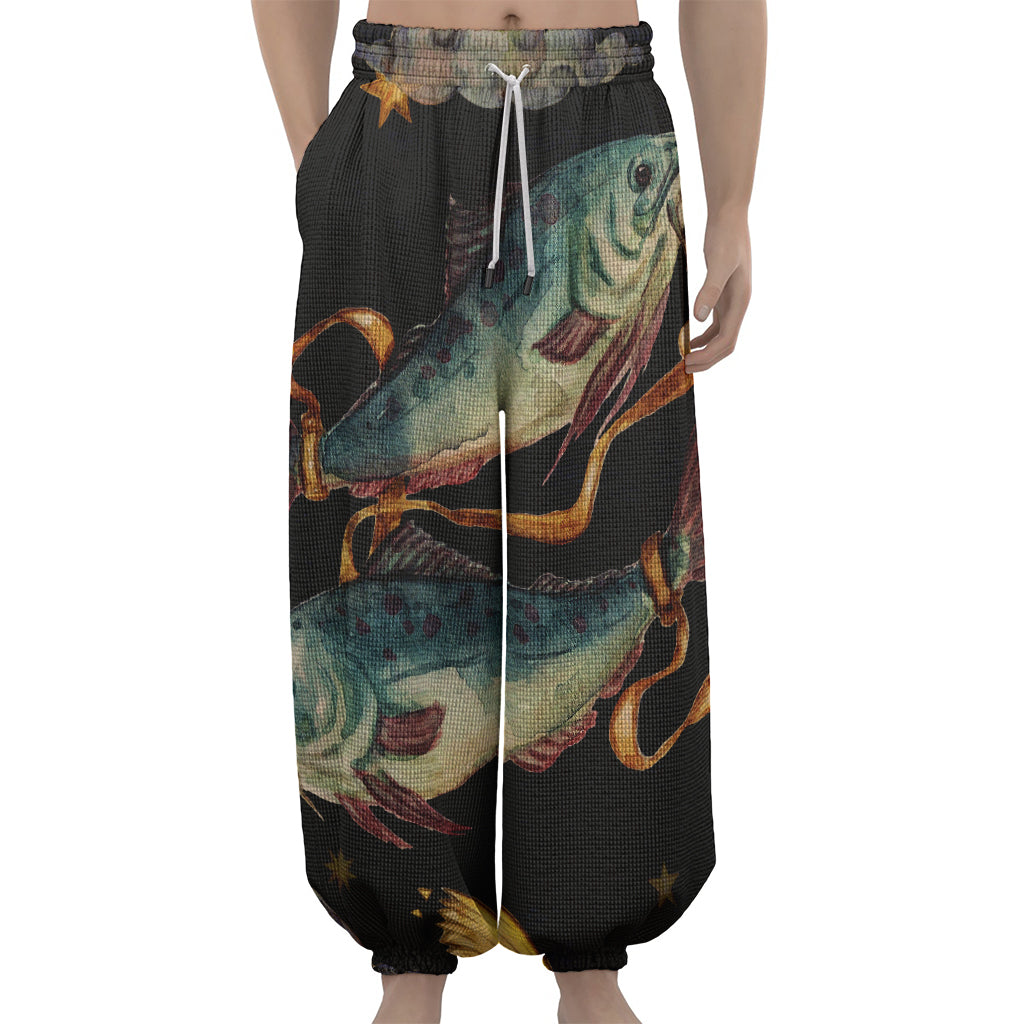 Watercolor Pisces Zodiac Sign Print Lantern Pants