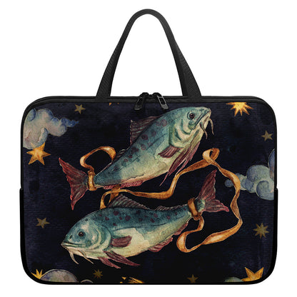 Watercolor Pisces Zodiac Sign Print Laptop Sleeve With Handle