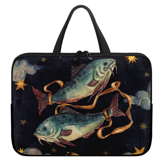 Watercolor Pisces Zodiac Sign Print Laptop Sleeve With Handle