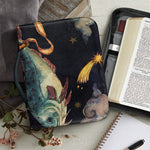Watercolor Pisces Zodiac Sign Print Leather Bible Cover