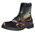 Watercolor Pisces Zodiac Sign Print Lace-Up Boots