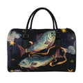 Watercolor Pisces Zodiac Sign Print Leather Duffel Bag