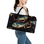 Watercolor Pisces Zodiac Sign Print Leather Duffle Bag