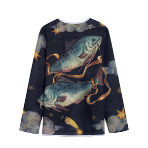 Watercolor Pisces Zodiac Sign Print Long Sleeve Short Coat