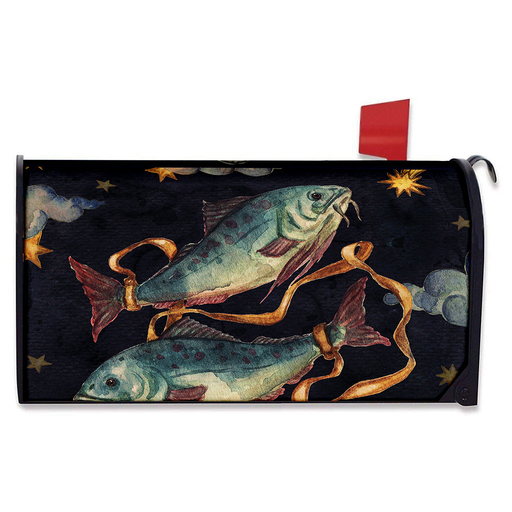 Watercolor Pisces Zodiac Sign Print Mailbox Cover