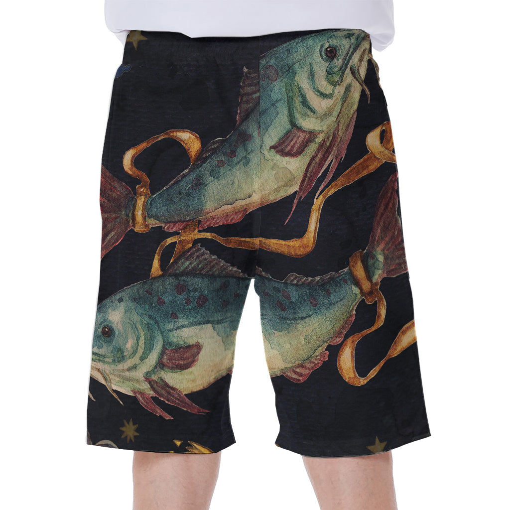 Watercolor Pisces Zodiac Sign Print Men's Beach Shorts