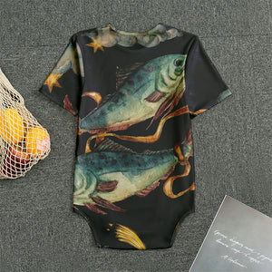 Watercolor Pisces Zodiac Sign Print Men's Bodysuit