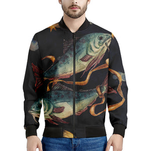 Watercolor Pisces Zodiac Sign Print Men's Bomber Jacket