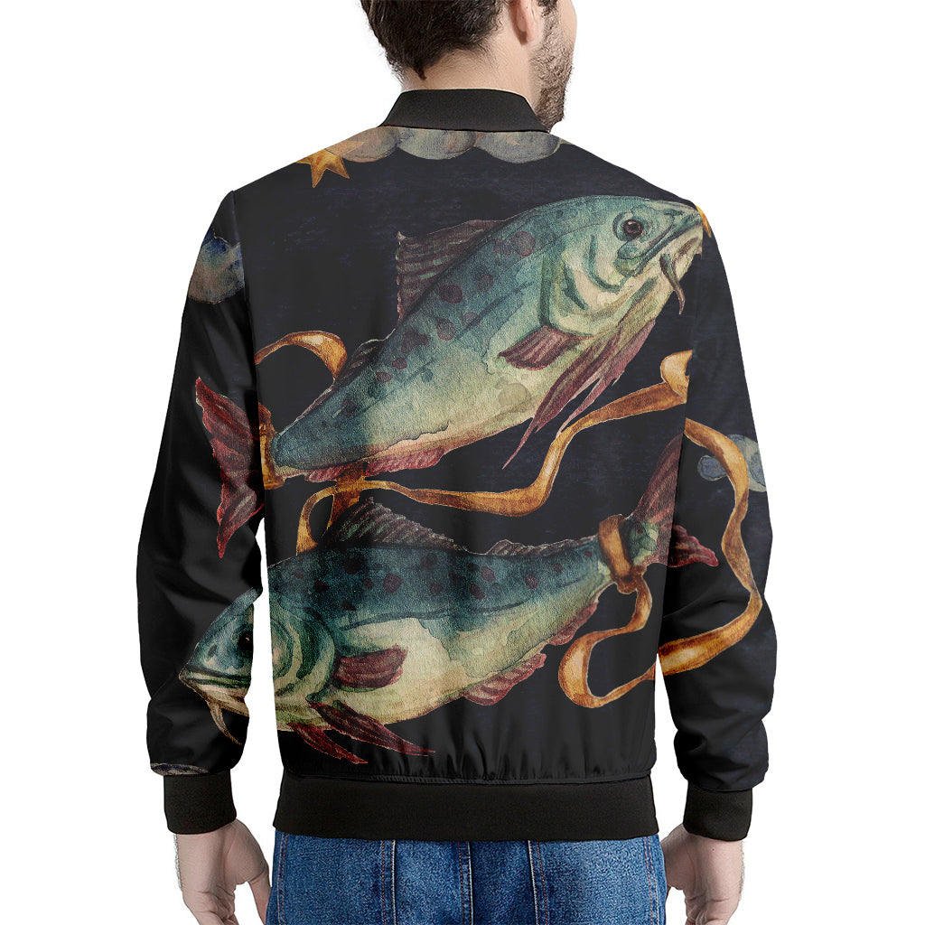 Watercolor Pisces Zodiac Sign Print Men's Bomber Jacket