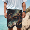 Watercolor Pisces Zodiac Sign Print Men's Cargo Shorts