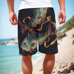 Watercolor Pisces Zodiac Sign Print Men's Cargo Shorts