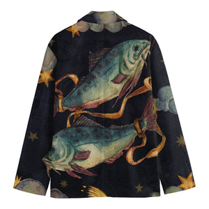 Watercolor Pisces Zodiac Sign Print Men's Cotton Blazer