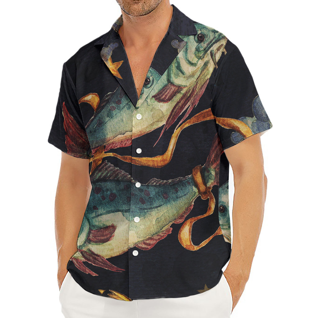 Watercolor Pisces Zodiac Sign Print Men's Deep V-Neck Shirt