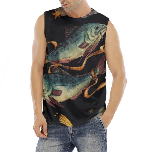 Watercolor Pisces Zodiac Sign Print Men's Fitness Tank Top