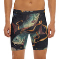 Watercolor Pisces Zodiac Sign Print Men's Long Boxer Briefs