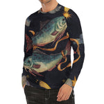 Watercolor Pisces Zodiac Sign Print Men's Long Sleeve Rash Guard