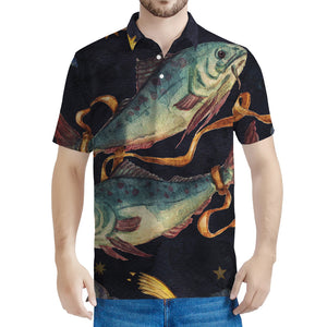 Watercolor Pisces Zodiac Sign Print Men's Polo Shirt