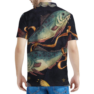 Watercolor Pisces Zodiac Sign Print Men's Polo Shirt