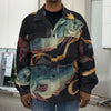 Watercolor Pisces Zodiac Sign Print Men's Shirt Jacket