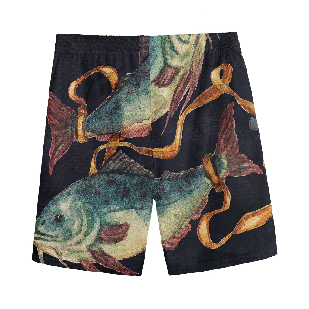 Watercolor Pisces Zodiac Sign Print Men's Sports Shorts