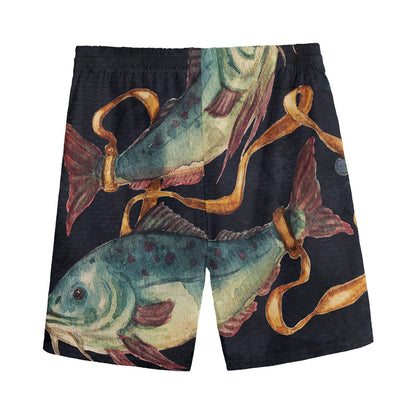 Watercolor Pisces Zodiac Sign Print Men's Sports Shorts