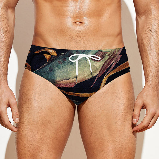 Watercolor Pisces Zodiac Sign Print Men's Swim Briefs