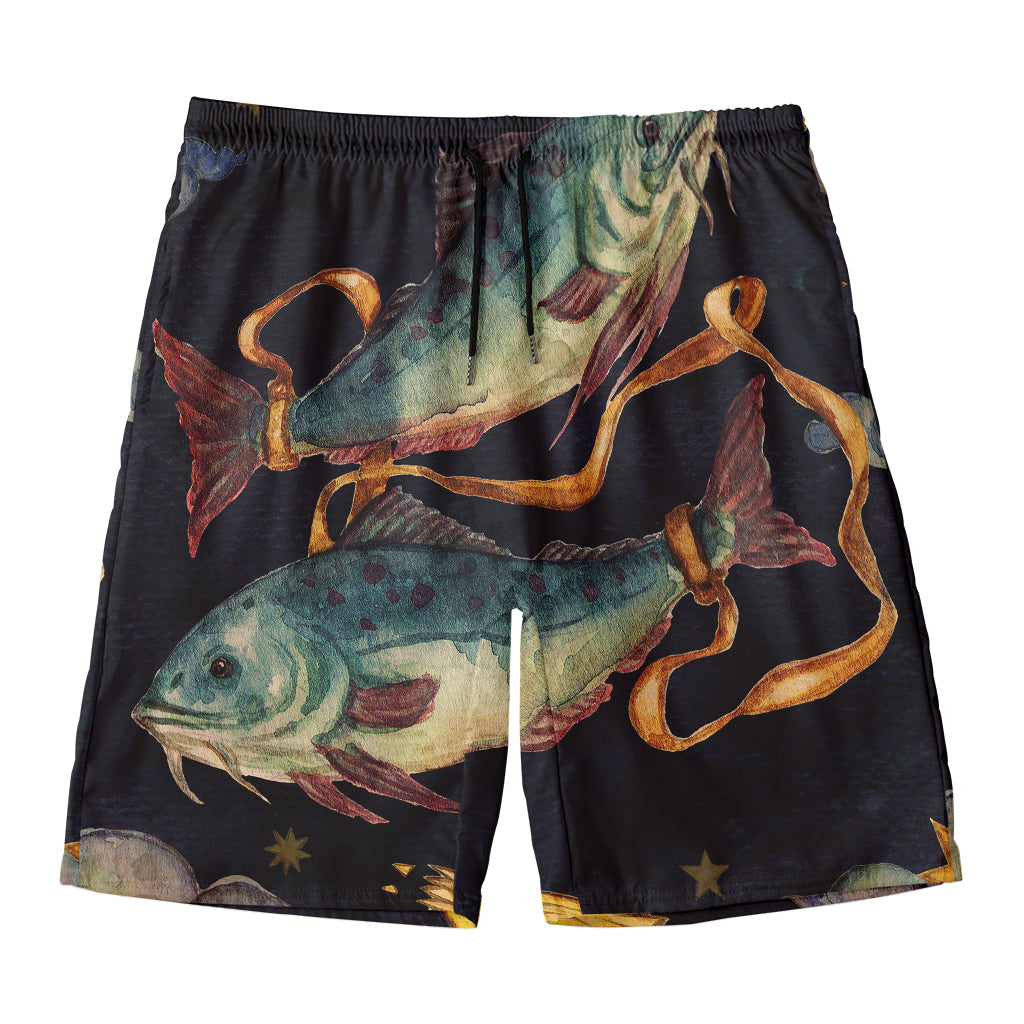 Watercolor Pisces Zodiac Sign Print Men's Swim Trunks