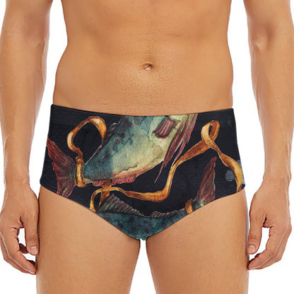 Watercolor Pisces Zodiac Sign Print Men's Triangle Swim Briefs