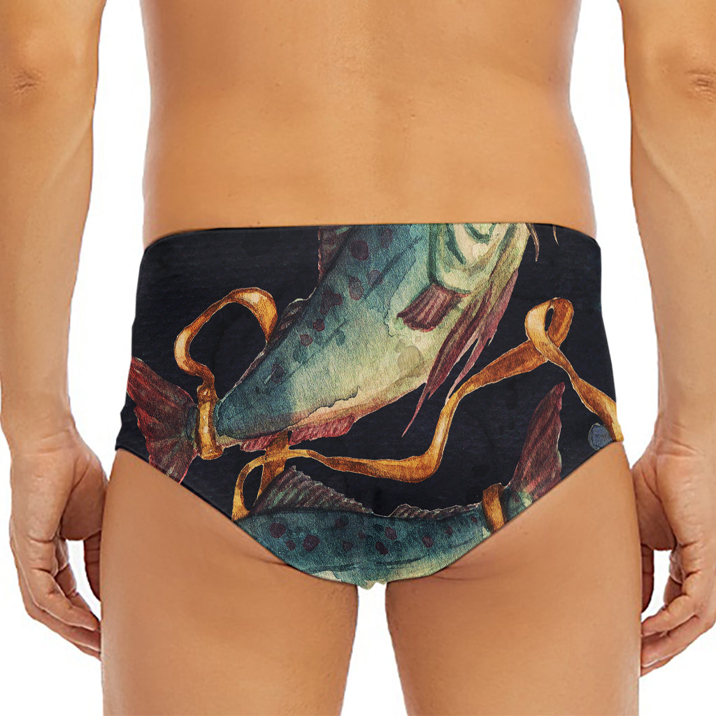 Watercolor Pisces Zodiac Sign Print Men's Triangle Swim Briefs