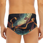 Watercolor Pisces Zodiac Sign Print Men's Triangle Swim Briefs