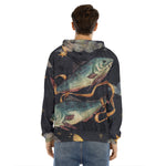 Watercolor Pisces Zodiac Sign Print Men's Velvet Pullover Hoodie