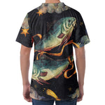Watercolor Pisces Zodiac Sign Print Men's Velvet T-Shirt