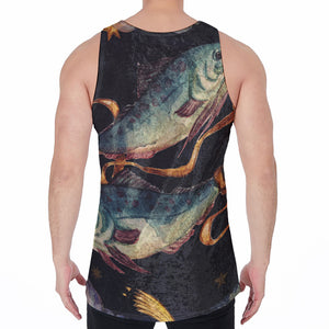 Watercolor Pisces Zodiac Sign Print Men's Velvet Tank Top