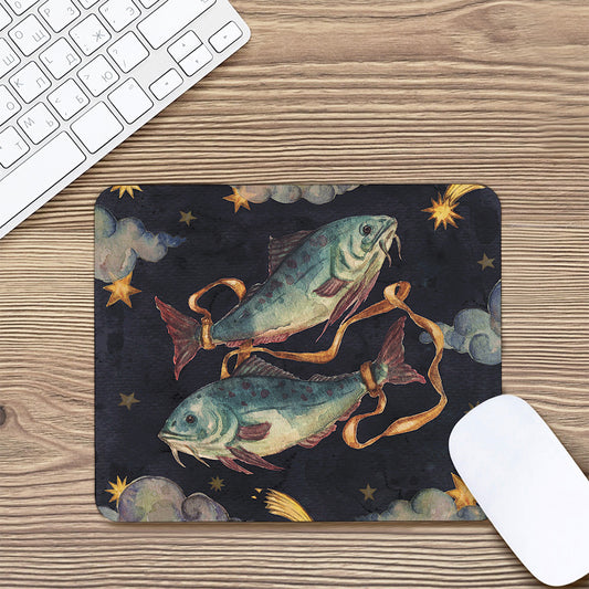 Watercolor Pisces Zodiac Sign Print Mouse Pad