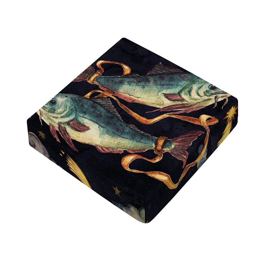 Watercolor Pisces Zodiac Sign Print Outdoor Seat Cushion Cover