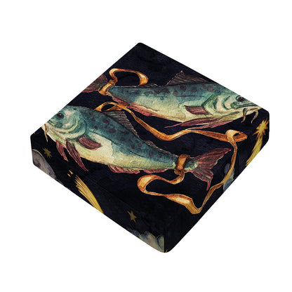 Watercolor Pisces Zodiac Sign Print Outdoor Seat Cushion Cover