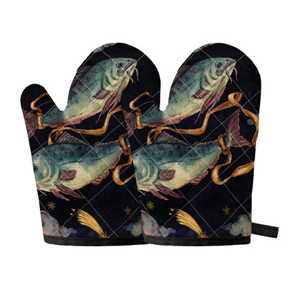 Watercolor Pisces Zodiac Sign Print Oven Mitts
