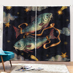 Watercolor Pisces Zodiac Sign Print Pencil Pleat Curtains