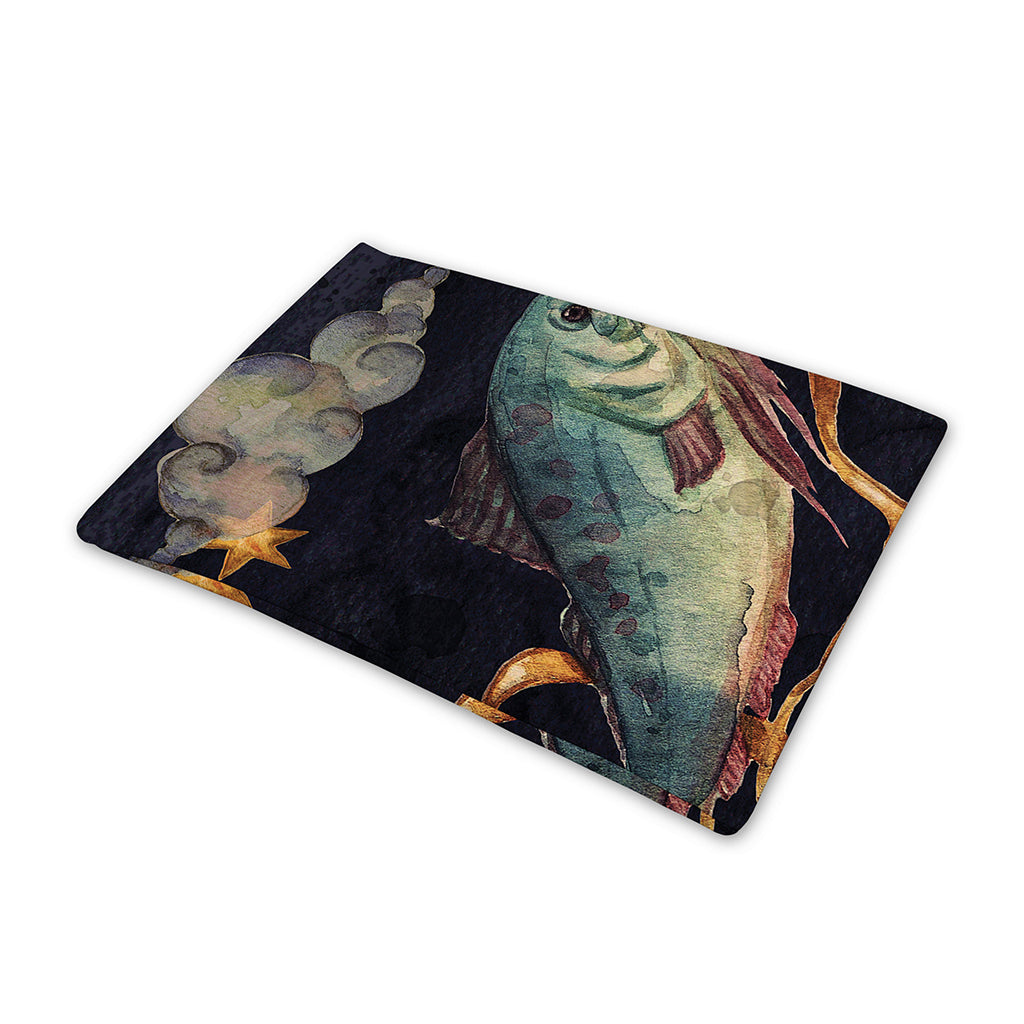 Watercolor Pisces Zodiac Sign Print Pet Cooling Mat Cover