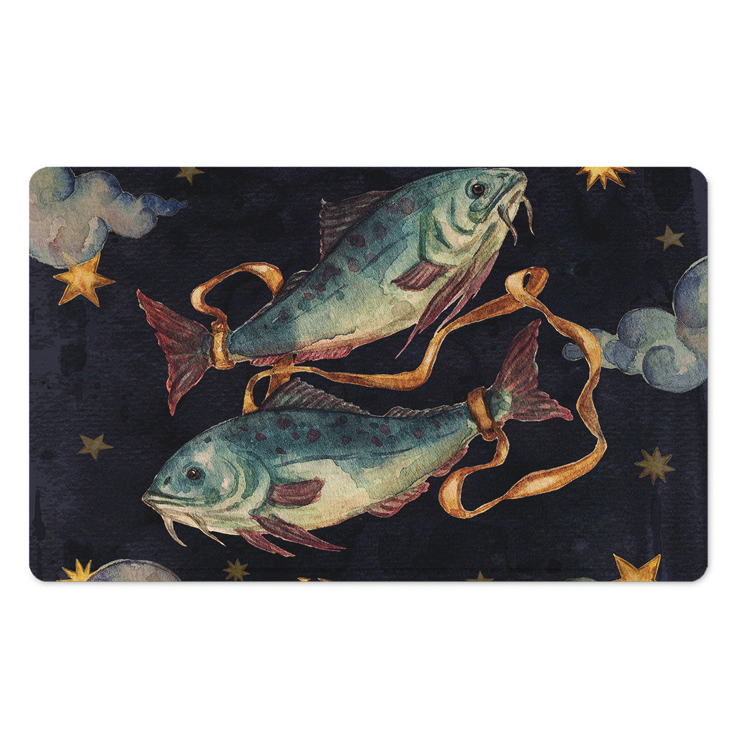 Watercolor Pisces Zodiac Sign Print Polyester Doormat