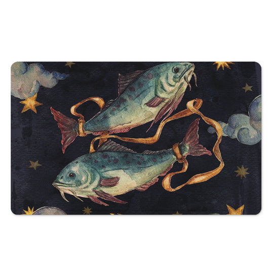 Watercolor Pisces Zodiac Sign Print Polyester Doormat